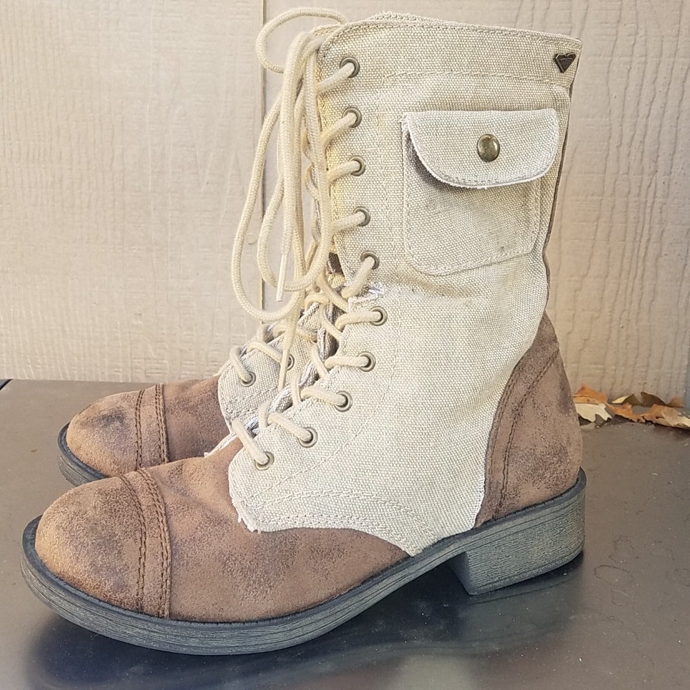 Roxy jagger combat boots, pocket, zipper, canvas 9